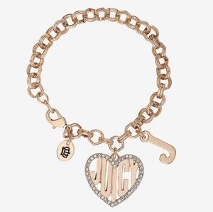 Juicy Couture Gold Crystal Heart Charm Bracelet